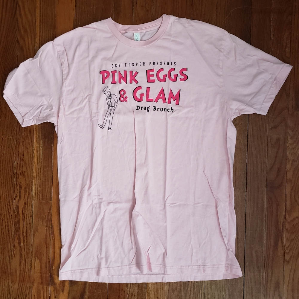 Next Level Graphic Tee Unisex Size XL Pink Eggs & Glam Drag Brunch Event Pink